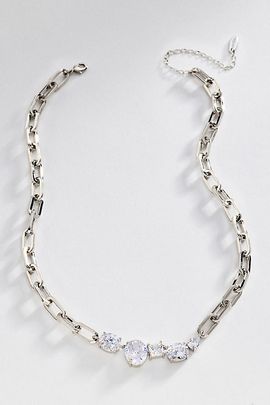 By Anthropologie Chunky Paperclip Crystal Necklace