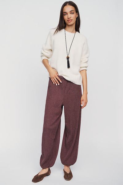 By Anthropologie Cotton Blend Textured Balloon Pants