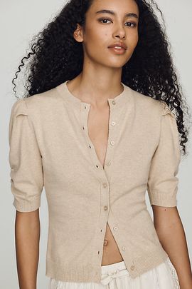 By Anthropologie Cotton Cashmere Short-Sleeve Cardigan