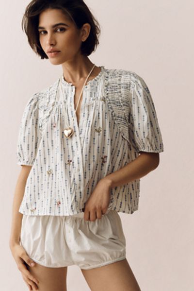 By Anthropologie Cotton Crop Swing Top