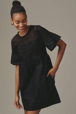 anthropologie little black dress By Anthropologie Square-Neck Mini Sweater Dress