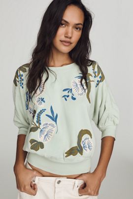 By Anthropologie Cotton Printed Sweatshirt