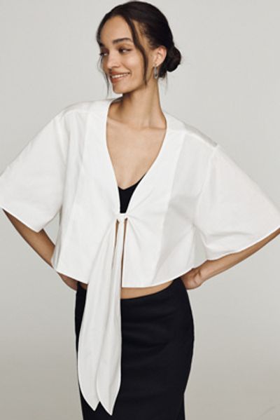 By Anthropologie Cotton Tie-Front Top