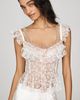 By Anthropologie Cropped Lace Ruffle Tank Top - 1