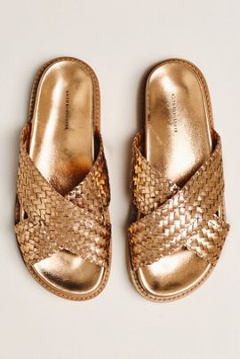 By Anthropologie Cross-Strap Slide Sandals