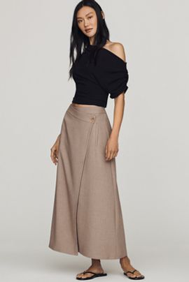 By Anthropologie Crossover Wrap Maxi Skirt