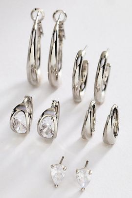 By Anthropologie Crystal and Hoop Earrings, Set of 5