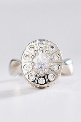 By Anthropologie Crystal Cocktail Signet Ring
