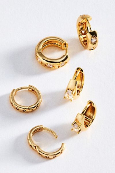By Anthropologie Crystal Huggie Hoops, Set of 3