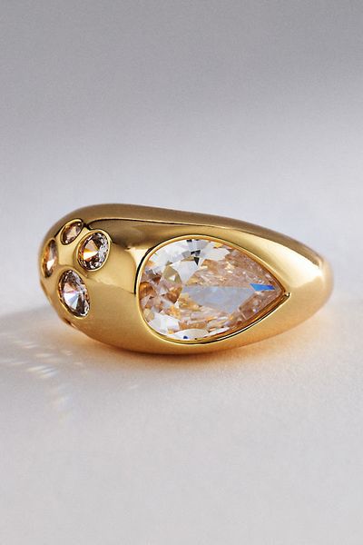 By Anthropologie Crystal Inset Ring