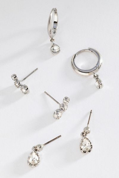 By Anthropologie Crystal Post and Hoop Earrings, Set of 3