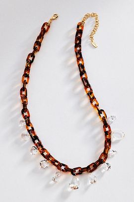 By Anthropologie Crystal Resin Chain Link Necklace