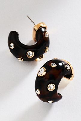 By Anthropologie Crystal Resin Hoop Earrings