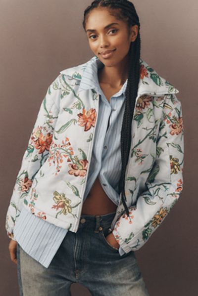 By Anthropologie Dahlia Floral Bomber Jacket
