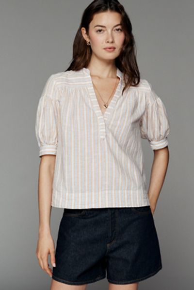 By Anthropologie Darcey Popover Swing Top: Linen Cotton Edition