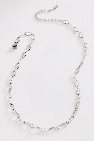 By Anthropologie Delicate Crystal Paperclip Chain Necklace