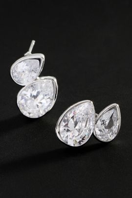 By Anthropologie Demi-Fine Crystal Pear Duet Earrings