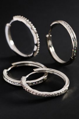 By Anthropologie Demi-Fine Crystal Tennis Hoop Earrings