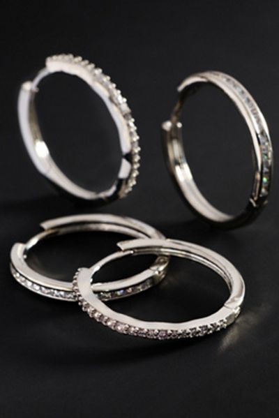 By Anthropologie Demi-Fine Crystal Tennis Hoop Earrings