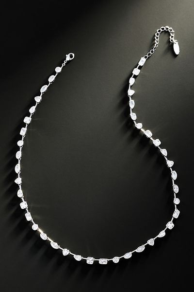 By Anthropologie Demi-Fine Mixed Crystal Tennis Necklace