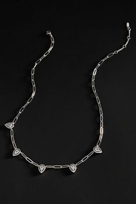 By Anthropologie Demi-Fine Paperclip Crystal Necklace
