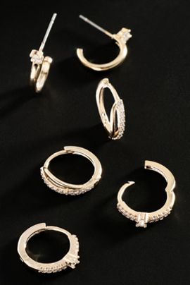 By Anthropologie Demi-Fine Tennis Hoop Earrings, Set of 3