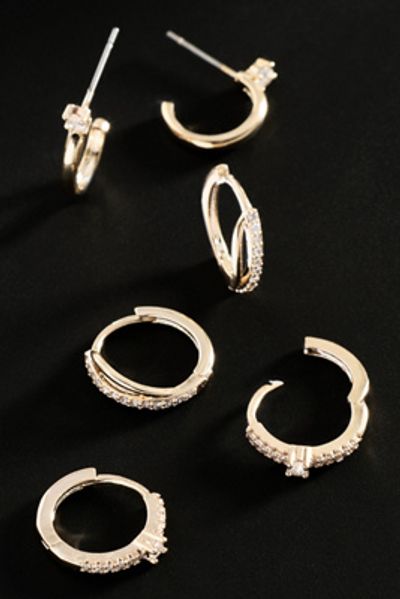 By Anthropologie Demi-Fine Tennis Hoop Earrings, Set of 3
