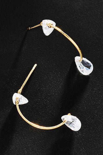 By Anthropologie Demi Fine Crystal Thin Hoop Earrings