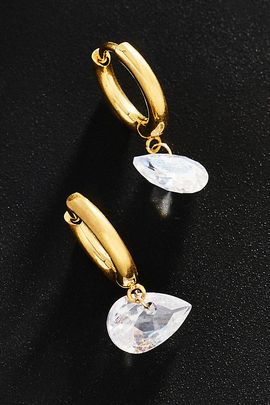 By Anthropologie Demi Fine Pear Crystal Drop Hoop Earrings