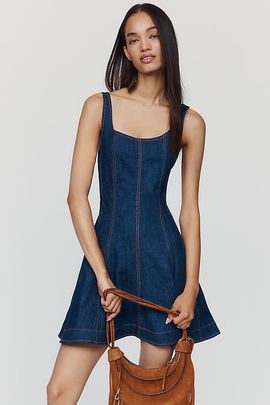 By Anthropologie Denim Corset Mini Dress