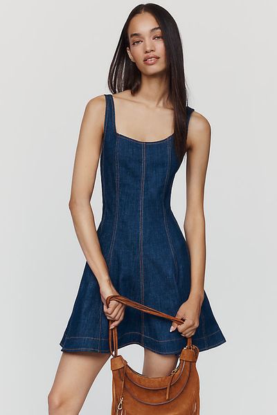 By Anthropologie Denim Corset Mini Dress