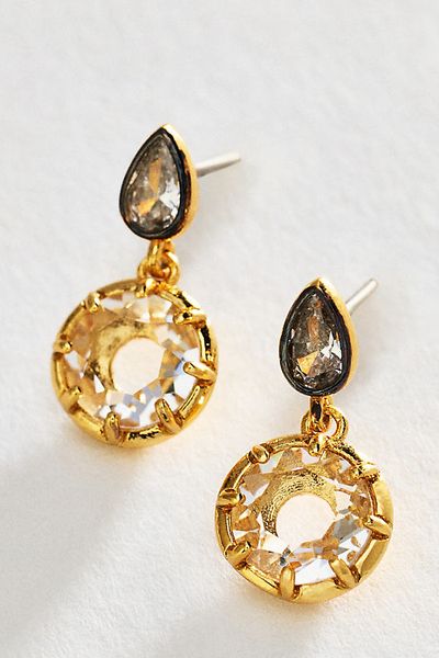 By Anthropologie Double Crystal Drop Earrings