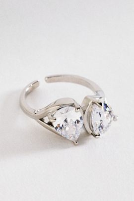By Anthropologie Double Pear-Cut Crystal Ring