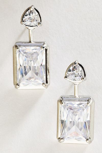 By Anthropologie Emerald Cut Front Back Earrings