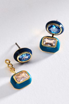 By Anthropologie Enamel Bezel Crystal Earrings