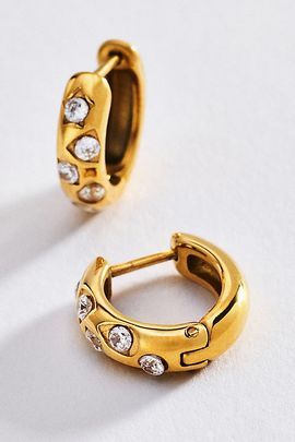 By Anthropologie Encrusted Huggie Hoop Earrings