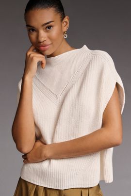 By Anthropologie Enza Cotton Poncho Sweater Vest