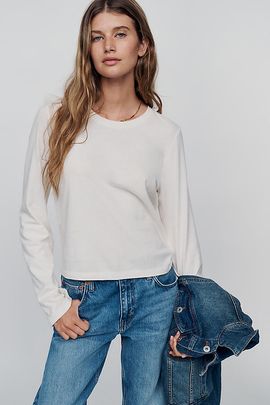 By Anthropologie Evelyn 100% Cotton Long Sleeve Tee