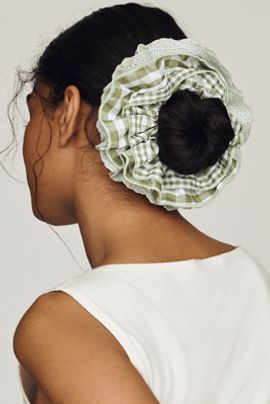 By Anthropologie Eyelet & Gingham Scrunchies, Set of 2