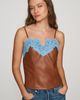 By Anthropologie Faux-Leather Lace-Trim Camisole Top - 1