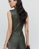 By Anthropologie Faux Leather Wrap Romper - 4