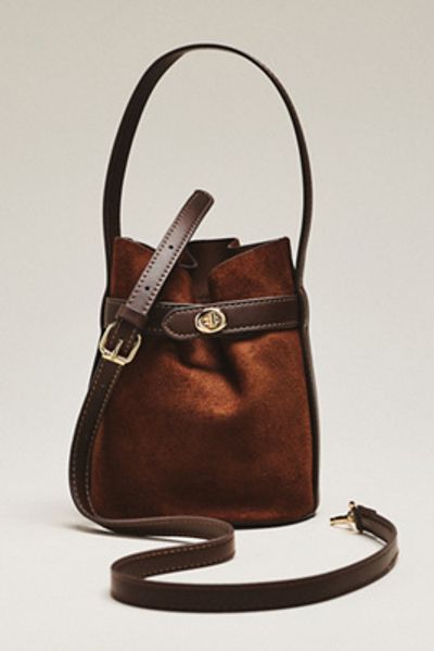 By Anthropologie Faux Suede Buckle Bucket Bag
