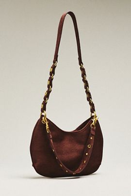 By Anthropologie Faux Suede Circular Shoulder Bag