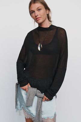 By Anthropologie Featherweight Cashmere Blend Ribbed Top