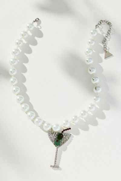 By Anthropologie Festive Beaded Drink Charm Necklace