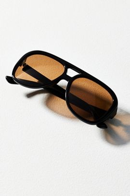 By Anthropologie Flat-Top Curved Aviator Sunglasses