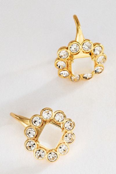 By Anthropologie Floral Stone Huggie Earrings