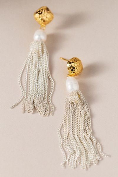 By Anthropologie Freshwater Pearl Tassel Drop Earrings