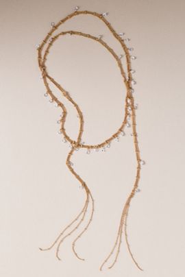 By Anthropologie Fringe Beaded Scarf Necklace