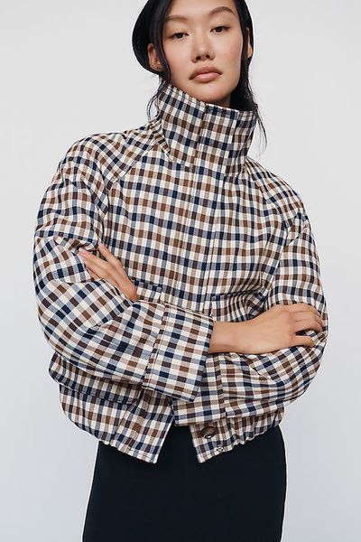 By Anthropologie Funnel Neck Cropped Trench Coat Jacket